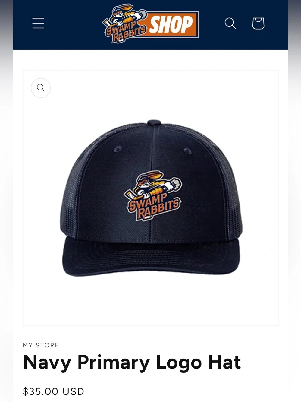 NWOT Greenville Swamp Rabbits Hockey Team Navy Primary Logo Hat Trucker Cap